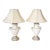 Vintage Pair of Neoclassical Trophy Urn Table Lamps in White Crackle Glaze – Made in Usa For Sale