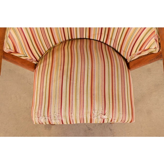 Brown Harold Schwartz for Romweber Mid-Century Modern Sculpted Oak Tub Chairs, Pair For Sale - Image 8 of 12