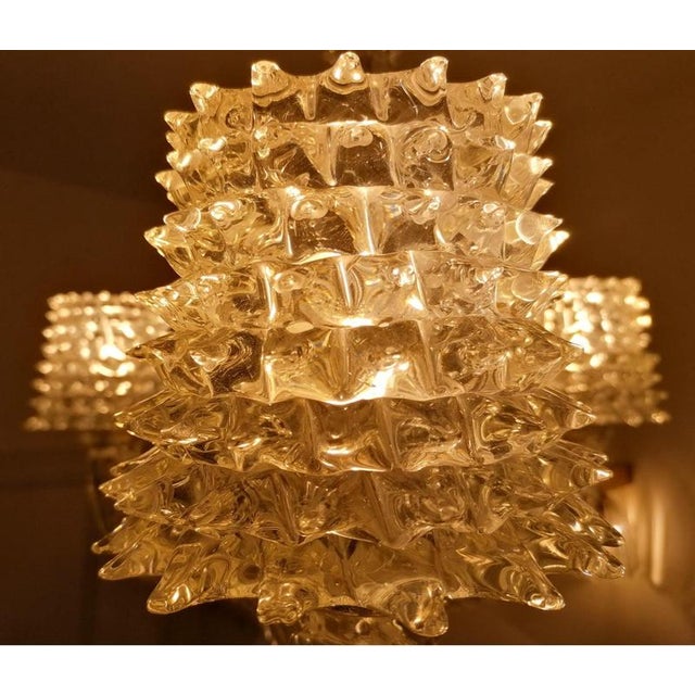 Metal Mid-Century Italian Rostrato Murano Glass Chandelier from Ercole Barovier, 1940s For Sale - Image 7 of 13