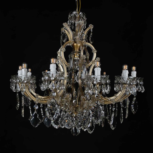 Gold Maria Teresa Crystal Living Room Chandelier, 1950 For Sale - Image 8 of 13
