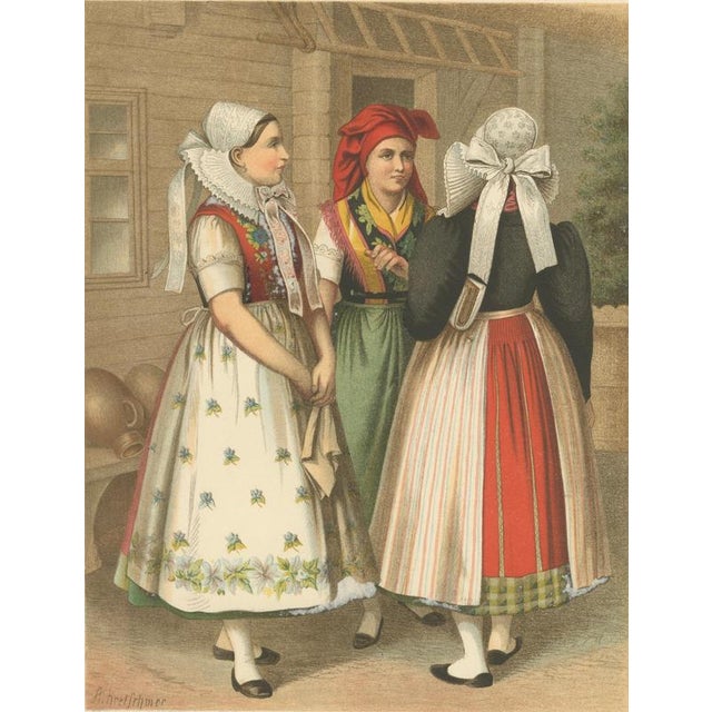 Albert Kretschmer, Spreewald Folk Costumes, 1800s, Paper For Sale - Image 3 of 9