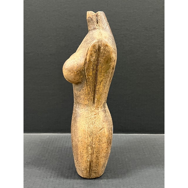 Brown Carved Solid Wood Late 20th Century Female Torso Sculpture #T978 For Sale - Image 8 of 10