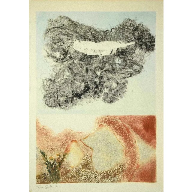 Composition is an original colored etching artwork on cardboard realized by Leo Guida in 1971. Hand-signed in pencil and...