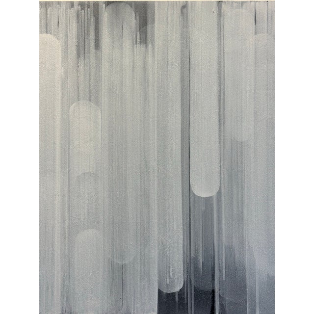 Abstract Minimalist Black and White Monochrome Painting on Panel by Sharon Swidler For Sale - Image 4 of 6