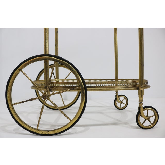 Vintage Oval Brass and Glass Bar Cart from Maison Baguès, 1950s For Sale - Image 12 of 17