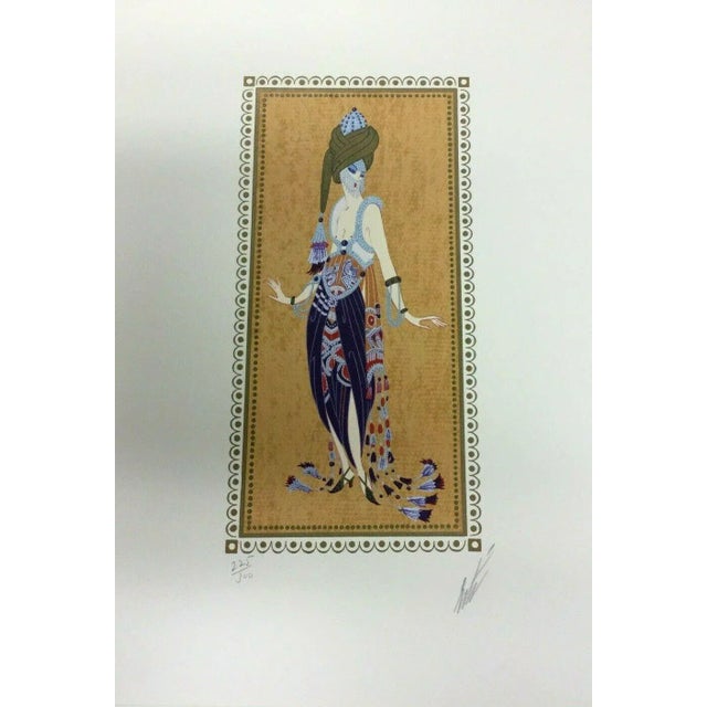 Late 20th Century Mid Century Modern Deco Unframed Thousand & One Nights Erte Signed Lithograph For Sale - Image 5 of 5