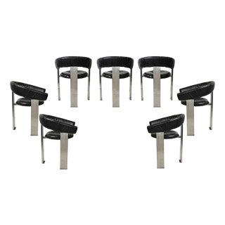 Steel and Leather Dining Chairs by Eckart Muthesius, 1970s, Set of 6 For Sale
