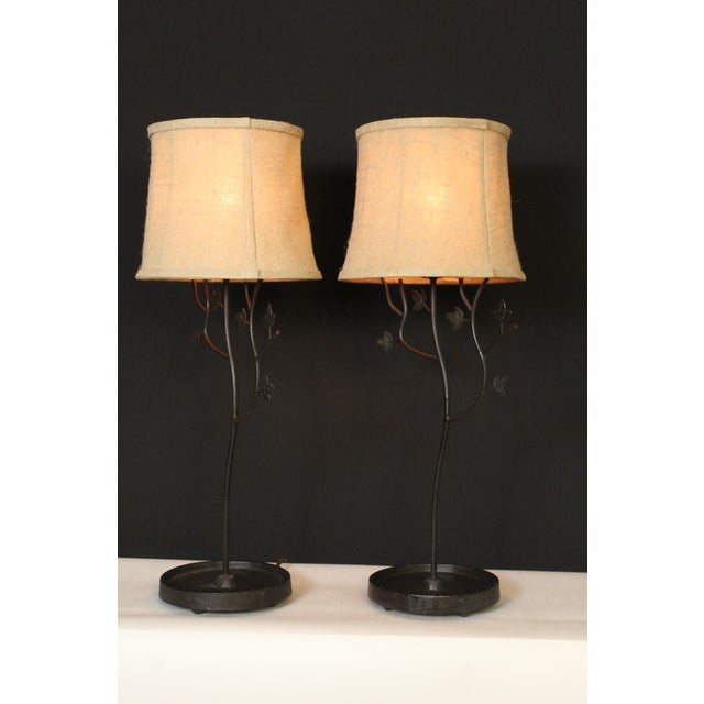 1930s Eastlake Hand Forged Iron Lamps - a Pair For Sale - Image 9 of 12
