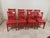Set of eight dining chairs made out of solid maple wood Circa 1980 fully restored , painted in a fire red color ,...