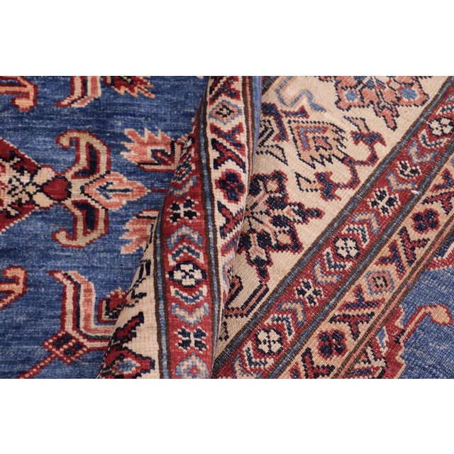 Textile Rustic Super Kazak Lt. Blue/Ivory Wool Rug - 6'1'' X 9'6'' For Sale - Image 7 of 10