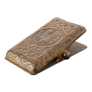 Tiffany Studios New York Zodiac Pattern Bronze Paper Clip For Sale