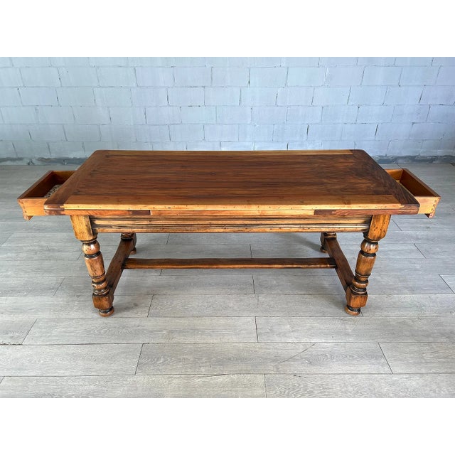 Farmhouse Antique European Rustic Oak Farmhouse Table With Extensions For Sale - Image 3 of 11