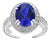 6 Carat Oval Tanzanite and 1 Carat Diamond Ring 14 Karat White Gold, Estate For Sale