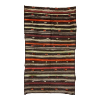 Orange & Brown Vintage Kilim Rug For Sale