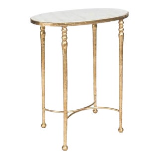Aidan Gray Sangallo White and Gray Marble Top Side Table For Sale