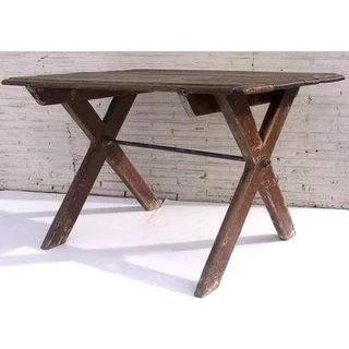 French Provencial X based table with molded edge. 1880 47 x 36 x 28 1/2
