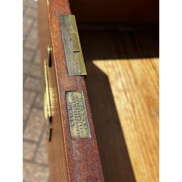 Antique Brass-Bound Mahogany Campaign Chest from Ross & Co, Dublin For Sale - Image 10 of 18