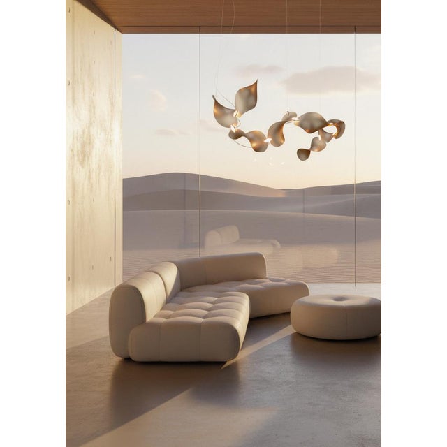 Contemporary Dune 8 Curve Chandelier with Shades in Copper Metallic Tone by Daniel Becker for Moss Objects For Sale - Image 3 of 9