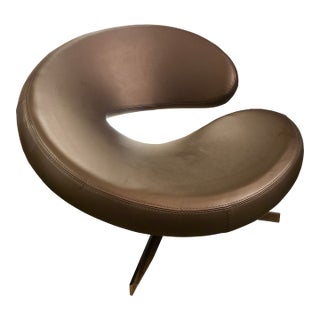 1990s Roche Bobois Nuage Swivel Leather Chair For Sale