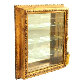 Italian Gold Gilt Curio Wall Cabinet "Horchow" For Sale