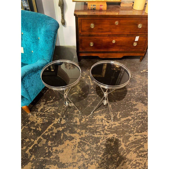 Pair of Italian Jansen Style Chrome Drink Tables For Sale - Image 4 of 6