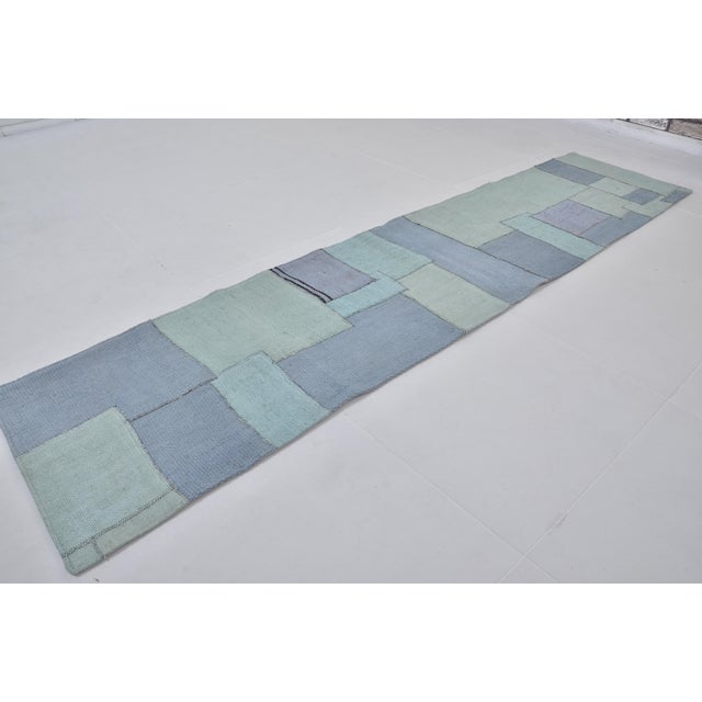 Textile Mid 20th Century Turqouise Tribal Anatolian Runner For Sale - Image 7 of 10