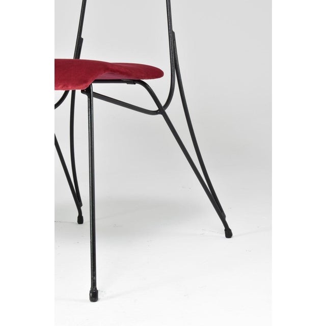 French Midcentury Metal and Velvet Chair, 1950s For Sale - Image 6 of 12