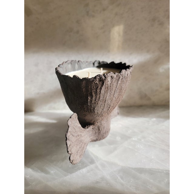 Black Handmade Organic Ceramic Tulip Vessel / Candle by Tania Whalen For Sale - Image 8 of 12
