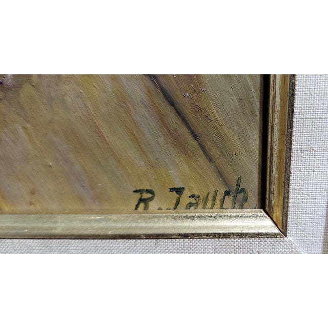 Figurative R. Jauch, “Woman Spinning Wool,” Oil on Panel, C. 1950s For Sale - Image 3 of 5