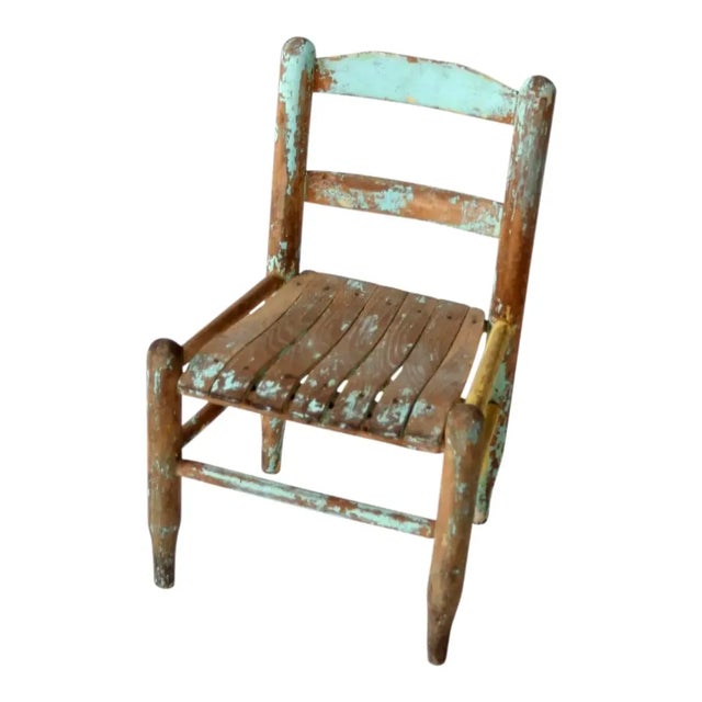 Wood Vintage Wood Slat Children's Chair For Sale - Image 7 of 7
