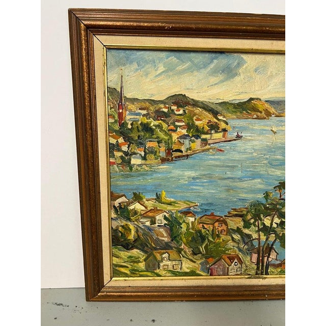Heavy Impasto Oil on Board of Harbor Scene For Sale - Image 4 of 12