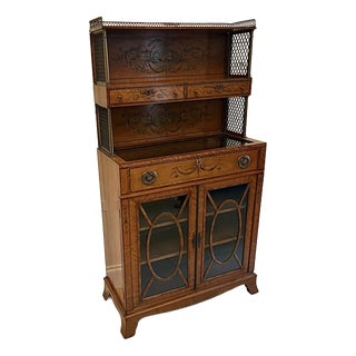 Antique Georgian Sheraton Satinwood Marquetry Inlaid Display Cabinet, 1800 For Sale