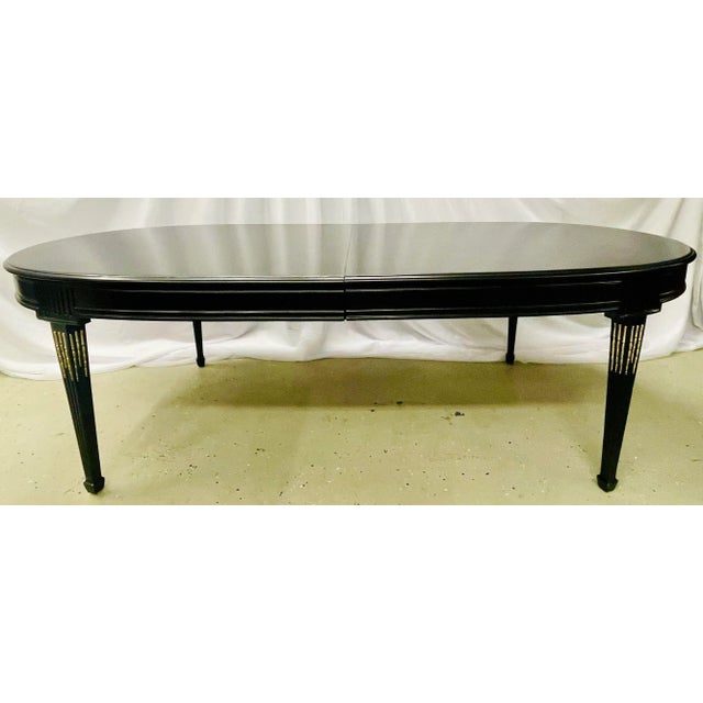 Ebony Maison Jansen Louis XVI Dining Table, Conference, Ebony, Bronze, French 1930s For Sale - Image 8 of 12