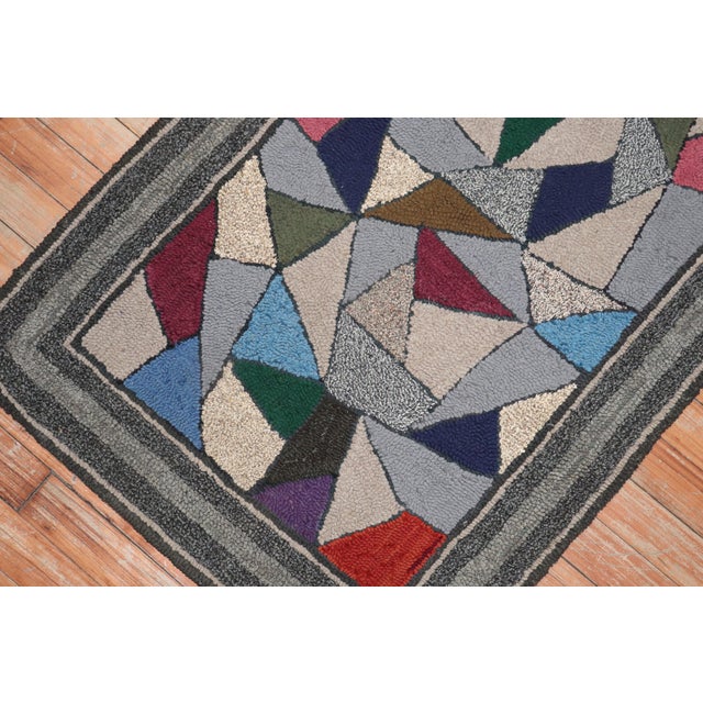 American Stained Glass Hooked Throw Rug For Sale - Image 4 of 18