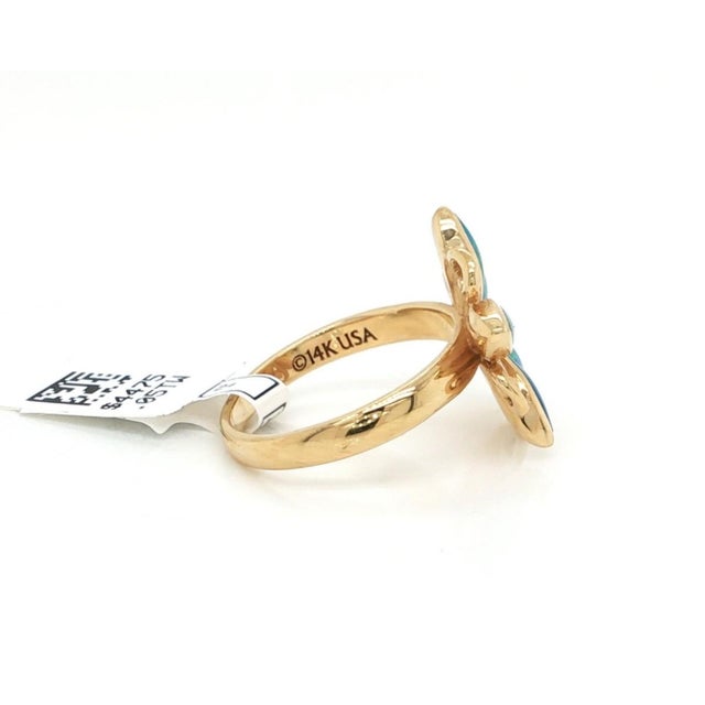 Mid 20th Century Kabana Fire Opal Diamond Ring in 14k Yellow Gold Flower Design Size 7.5 For Sale - Image 4 of 7