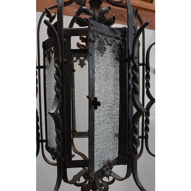 Antique Wrought Iron Landing Lantern For Sale - Image 5 of 18