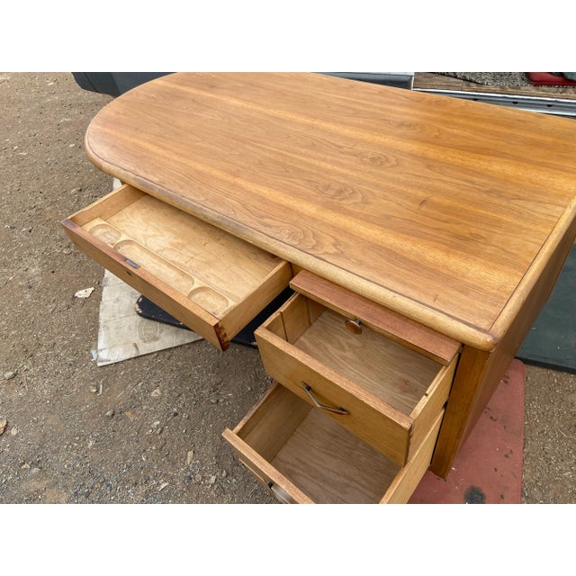 Wood 1960s Vintage Art Deco Mid Century Modern Desk For Sale - Image 7 of 12