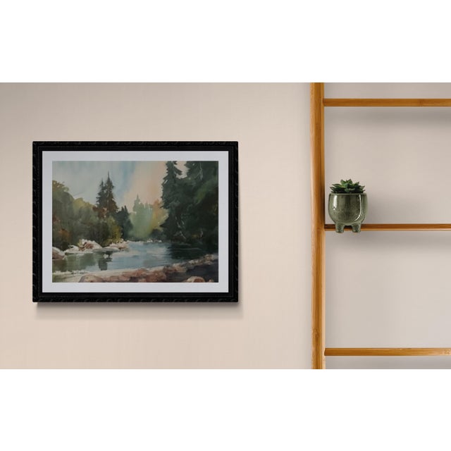 Late 20th Century “Ohanapecosh” Watercolor by Nw Artist Marianne Harlor For Sale - Image 9 of 9