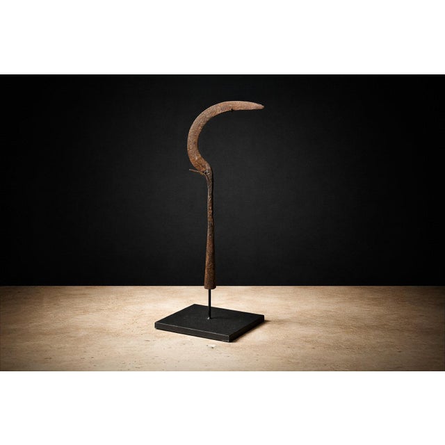 Brown Igbo Iron Currency Knife Sculpture on Custom Platform, Nigeria, Early 20th Century For Sale - Image 8 of 13