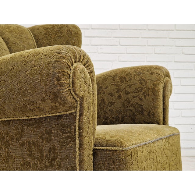 Vintage Danish Relax Chair in Green Fabric, 1950s For Sale - Image 15 of 17