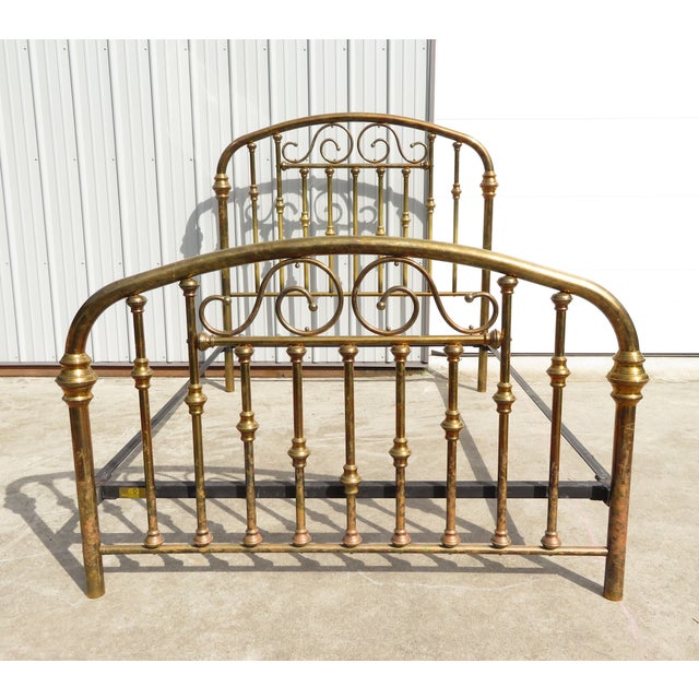 Nice vintage queen size brass bedframe by Brass Beds of Virginia. This piece is very solid, sturdy, and completely...