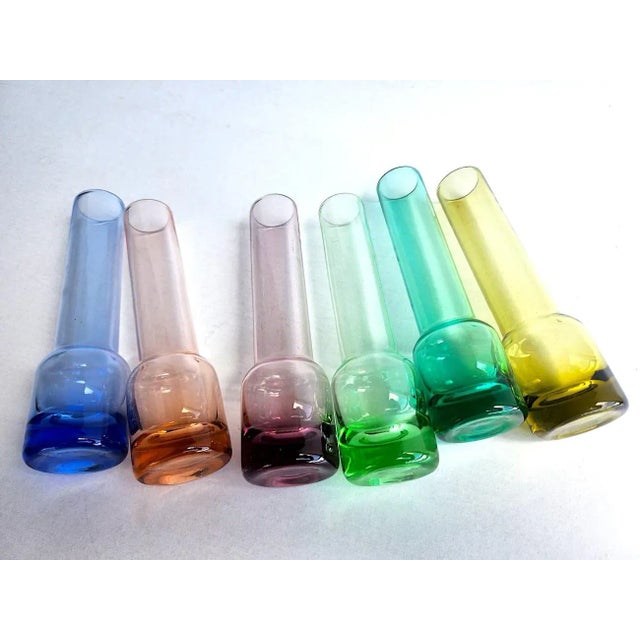 Holmegaard Vintage Multicolored Test Tube Shot/Liqueur/Cordial Glasses, Set of 6 For Sale - Image 4 of 8