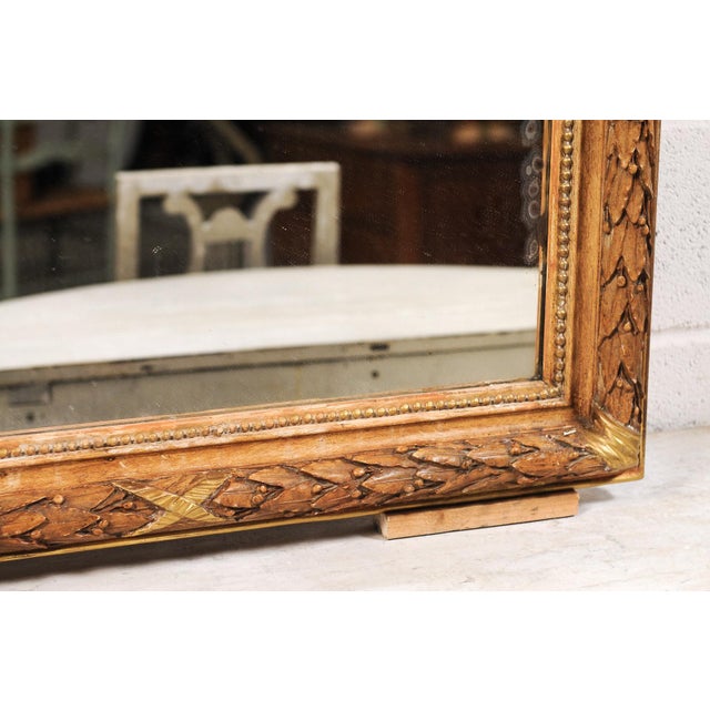 Gold 19th Century Louis Philippe Carved Mirror With Garland Motif For Sale - Image 8 of 9