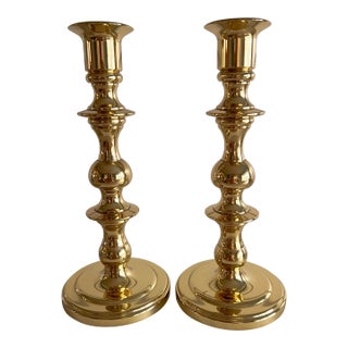 Vintage Baldwin Solid Brass Candlesticks, Pair, Usa, Late 20th Century For Sale