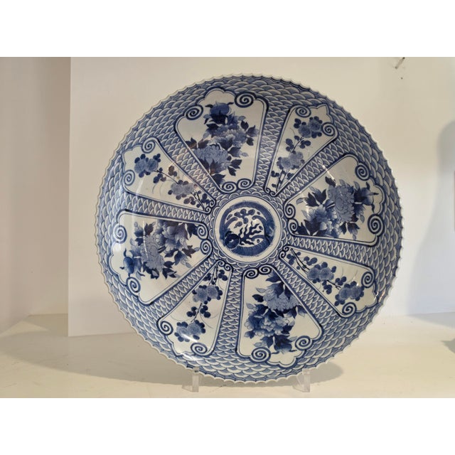 Blue Porcelain Chinese Imari Charger Large Plate 1870's For Sale - Image 8 of 12