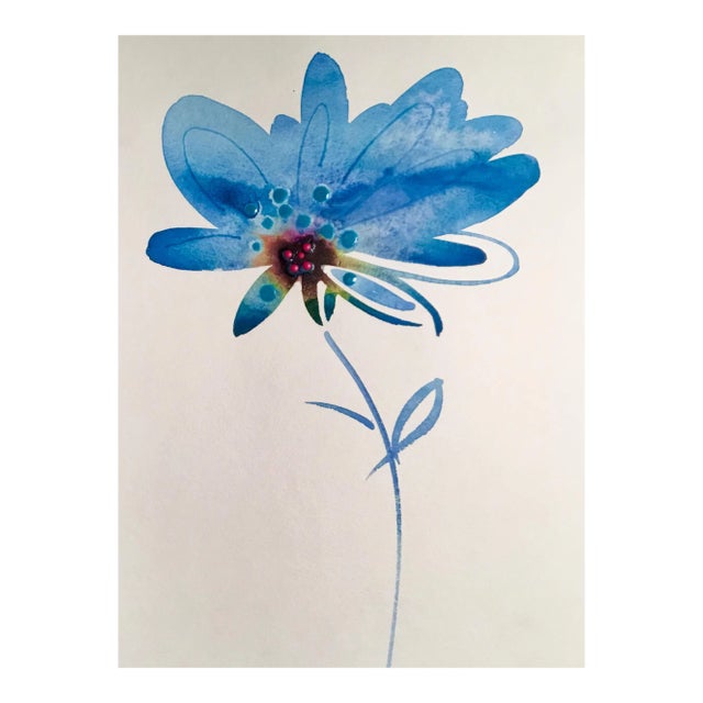 Original "Blue Brush" Watercolor Painting For Sale