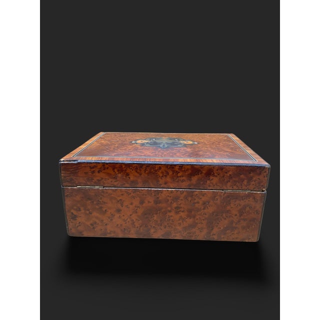 Wood Napoleon III Elm Burl and Marquetry Box For Sale - Image 7 of 18
