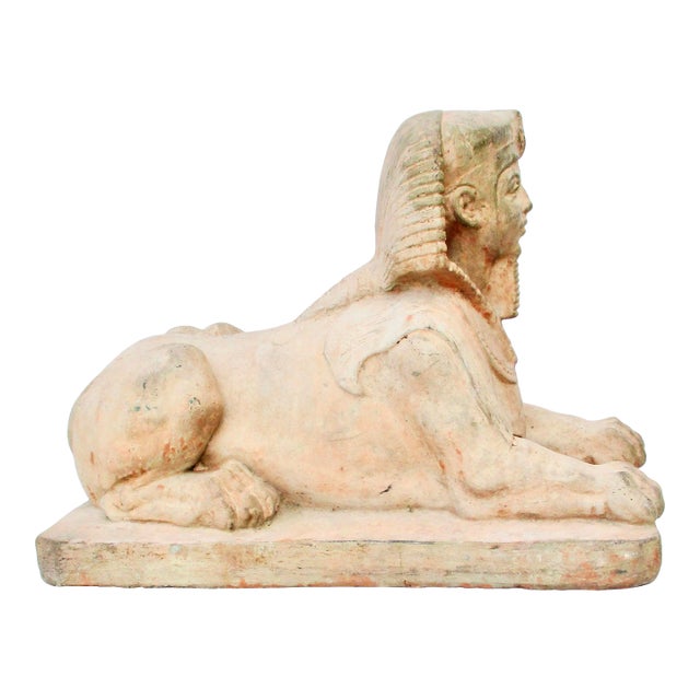 Vintage Brick Sphinx Garden Statue For Sale