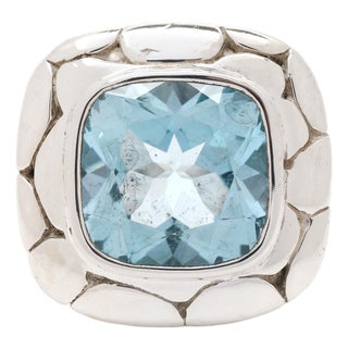 Jh Kali Collection Blue Topaz Statement Ring, Sterling Silver, Ring Size 6 For Sale