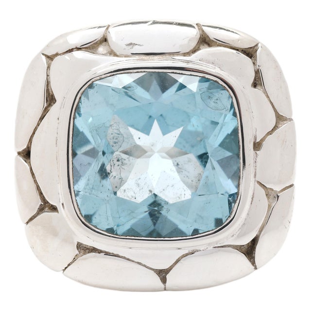 Jh Kali Collection Blue Topaz Statement Ring, Sterling Silver, Ring Size 6 For Sale